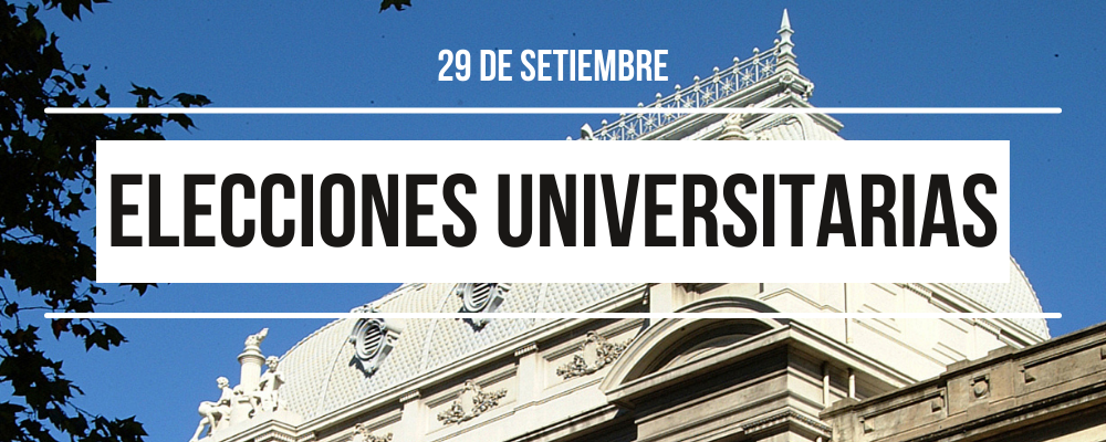Imagen fotográfica de cúpula de la Universidad de la República con texto: "29 de setiembre. Elecciones universitarias"